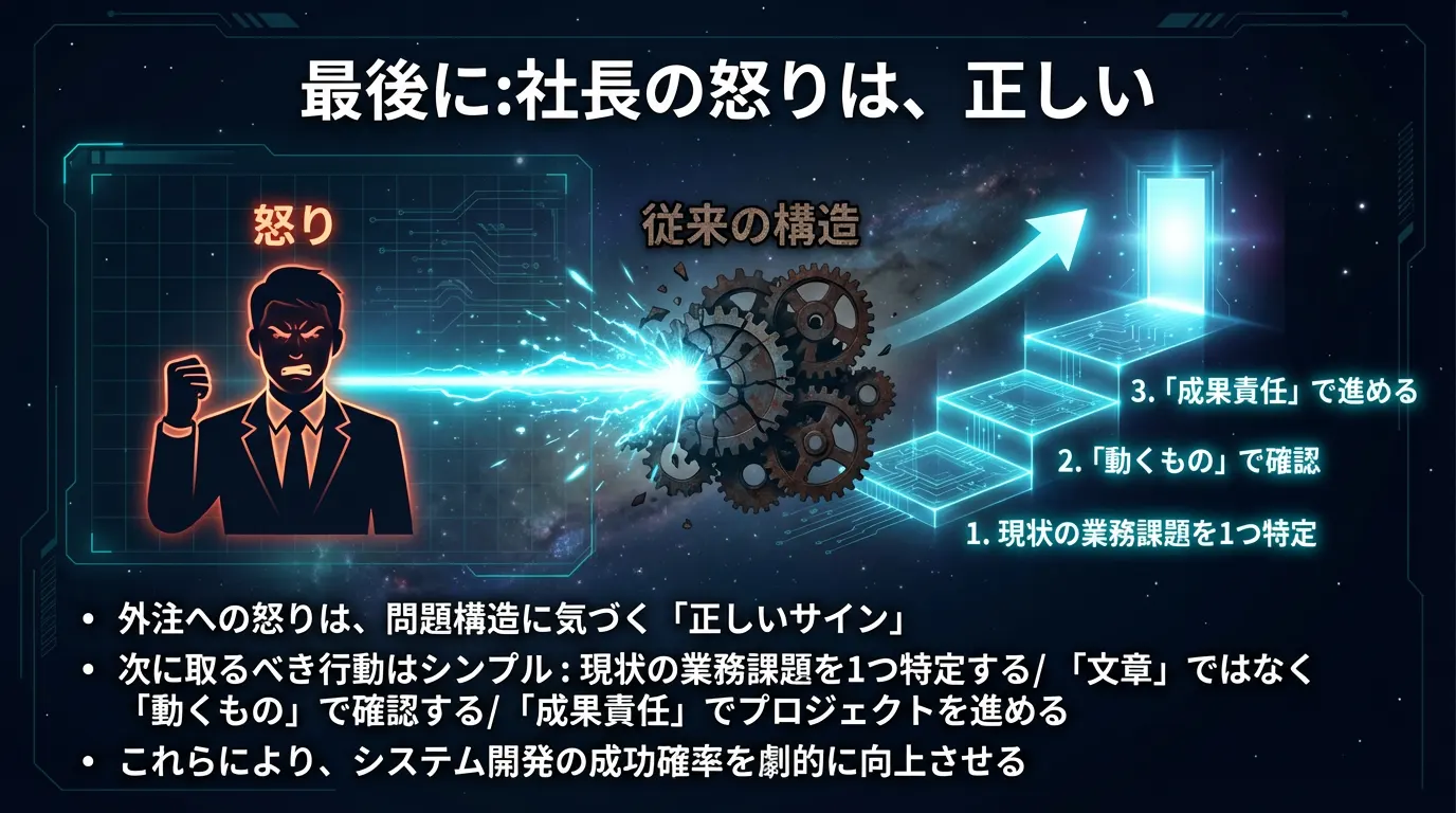 最後に：社長の怒りは、正しい
