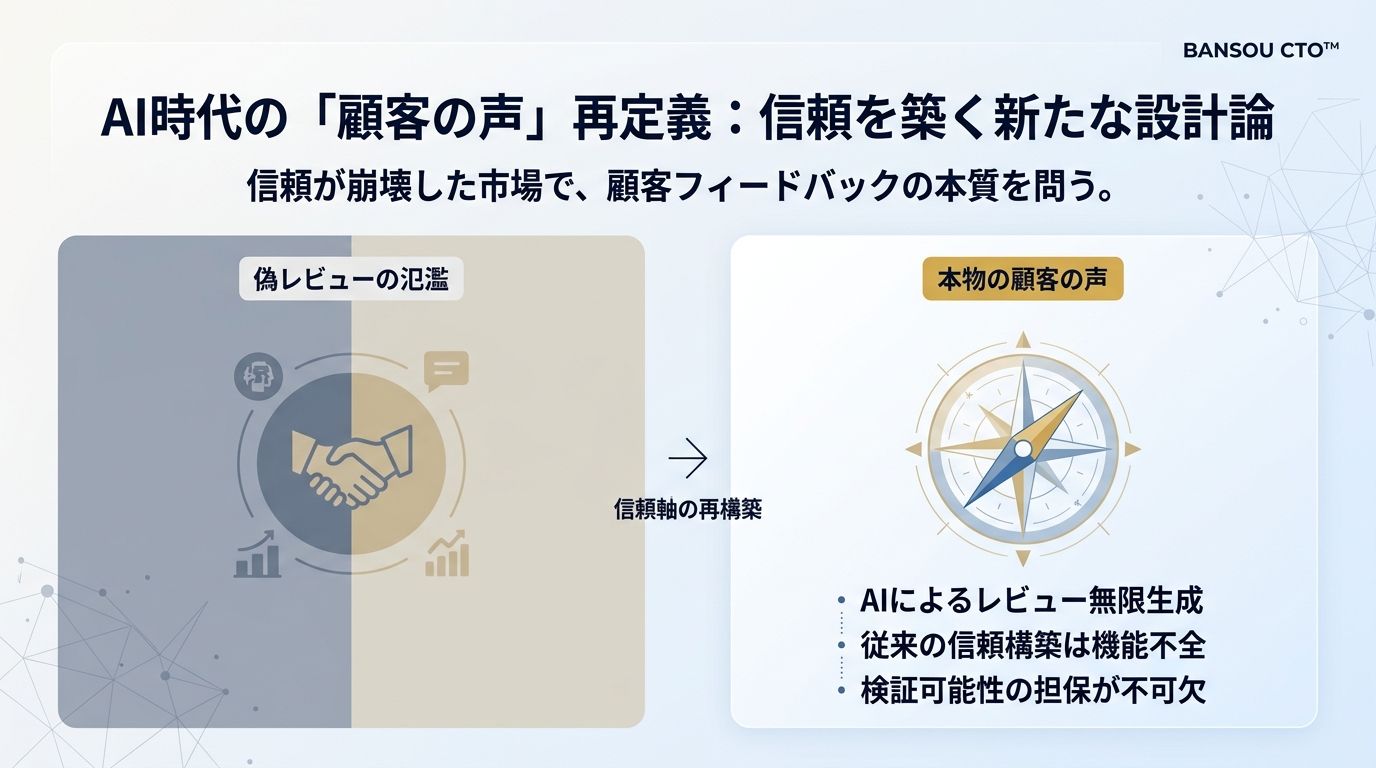 AIが大量の「嘘っぽい声」を作れる時代、本物の顧客の声をどう集めるか ── 信頼が崩壊した2026年のマーケティング