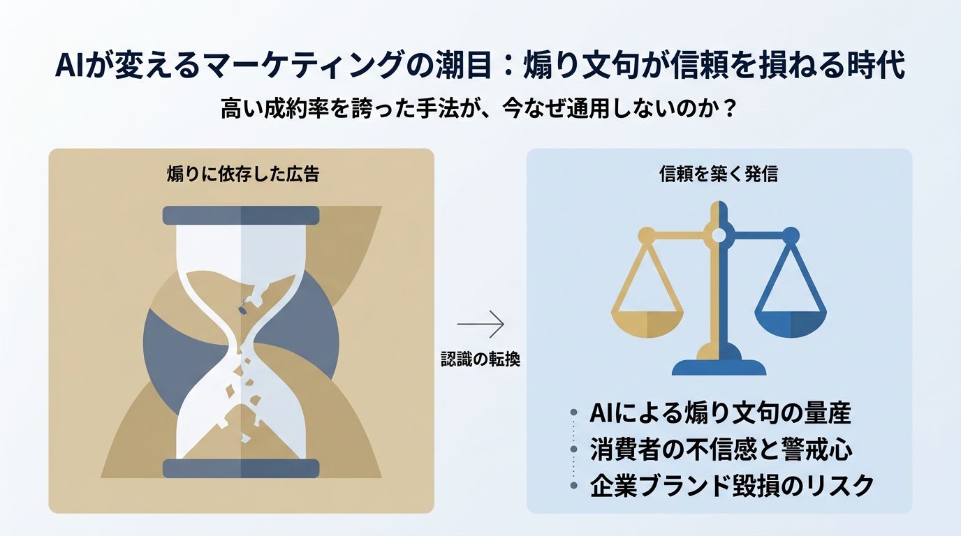 「陰謀」「33倍」「ノーベル賞」で売れる時代は、もう終わる ── AI時代の経営者が『煽りマーケティング』から距離を取るべき理由