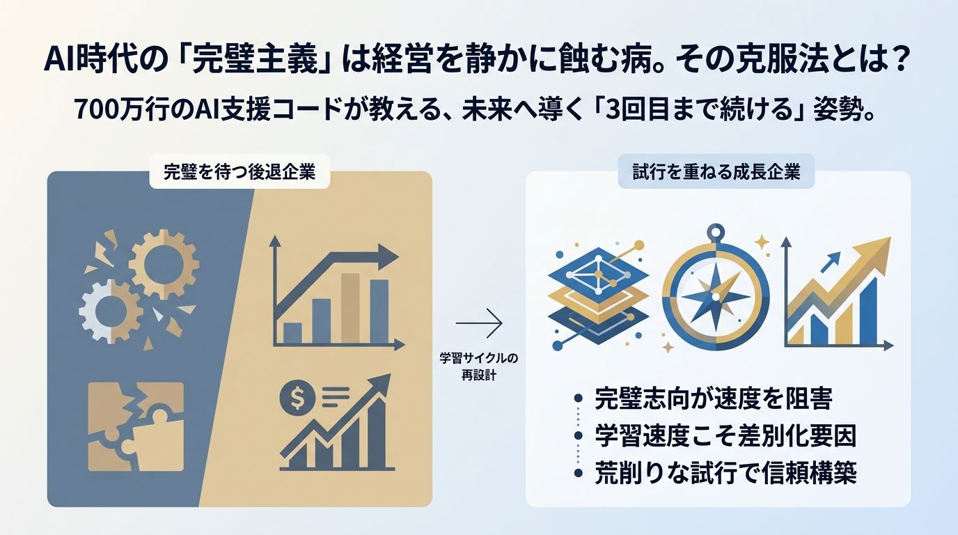 完璧を目指すと、AI時代のスピードに永遠に追いつけない ── 700万行のAI支援コードで学んだ「3回目まで続ける」姿勢
